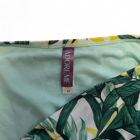 Adore Me Leaf Print Bikini Set 44DD 2X High Waisted Halter Swim Plus Size - Picture 5 of 5